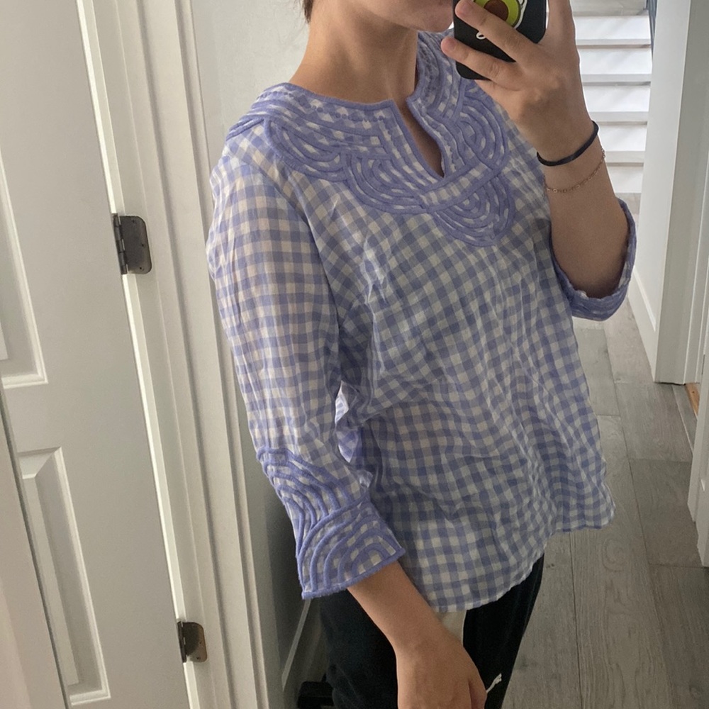 Talbots Blue checkered blouse
